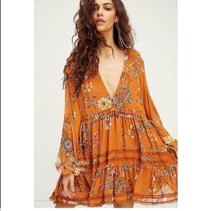 Free People Cherry Blossom Mini Dress Topaz size Medium NWT